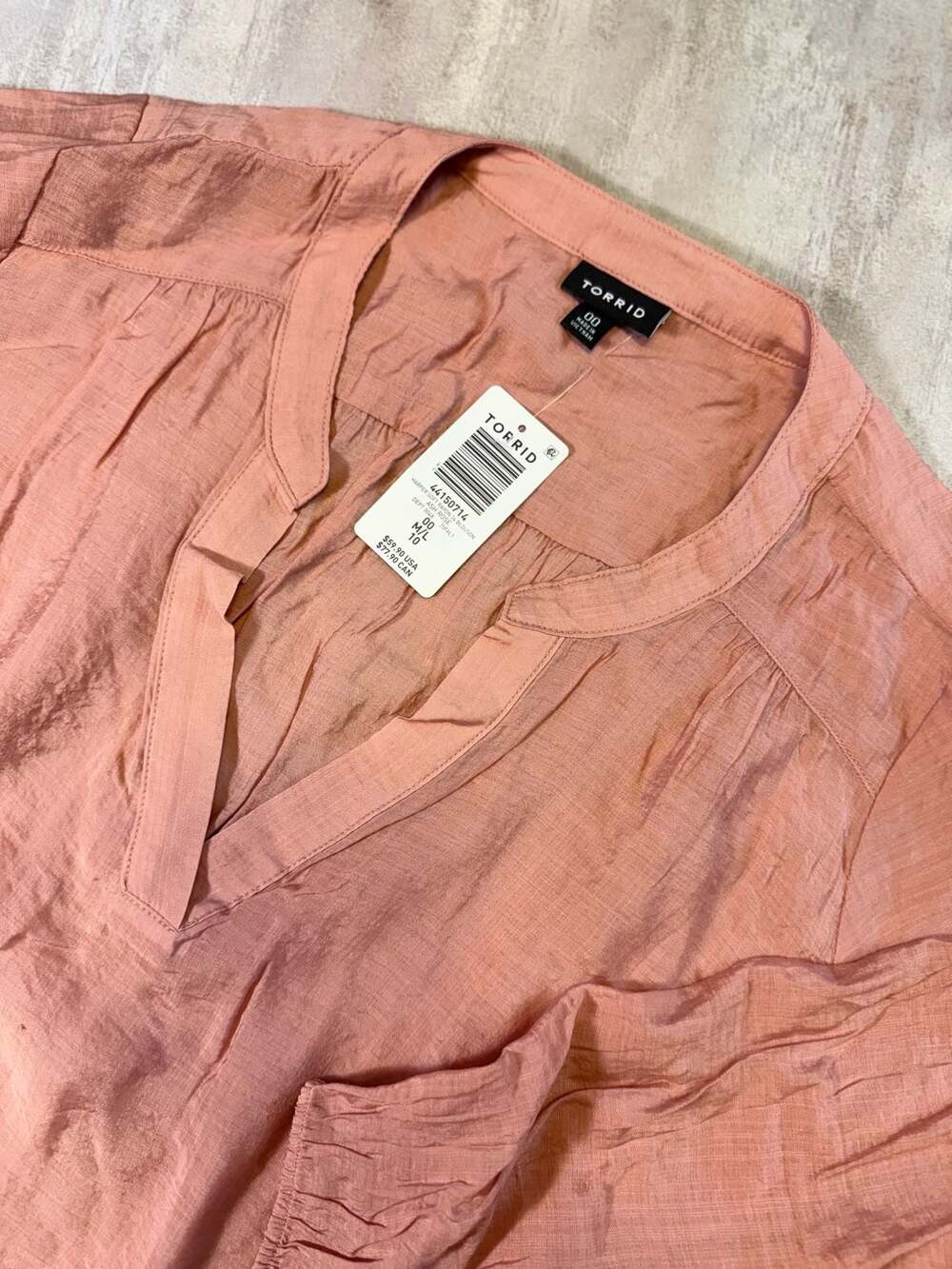 NWT Torrid‎ Harper Soft Rayon Blouson Top Ash Rose Size 00